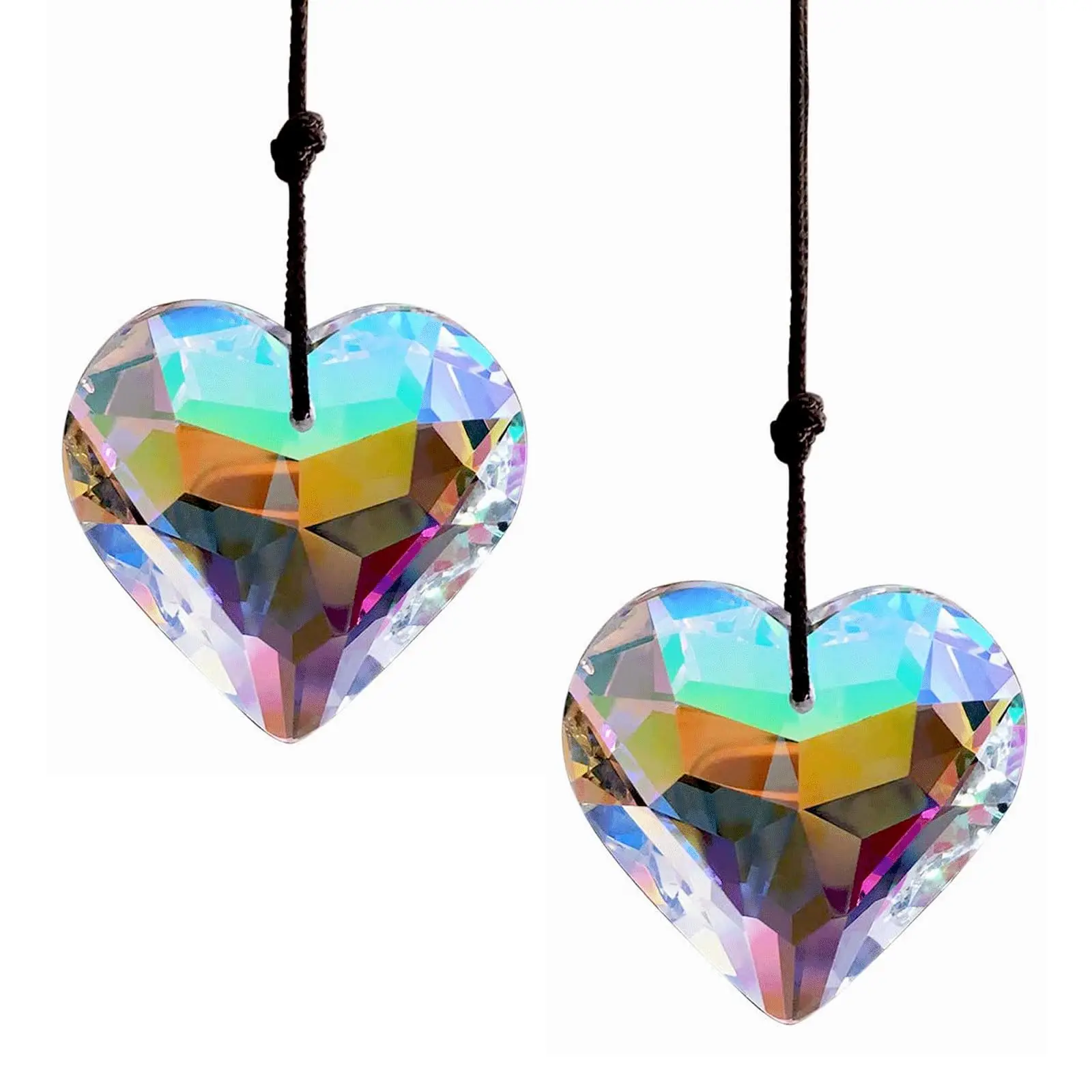 1 Pc 45mm Large Heart Shaped Crystal Prism Pendants AB Clear Faceted Chandelier DIY Suncatcher Rainbow Maker Hanging Ornaments