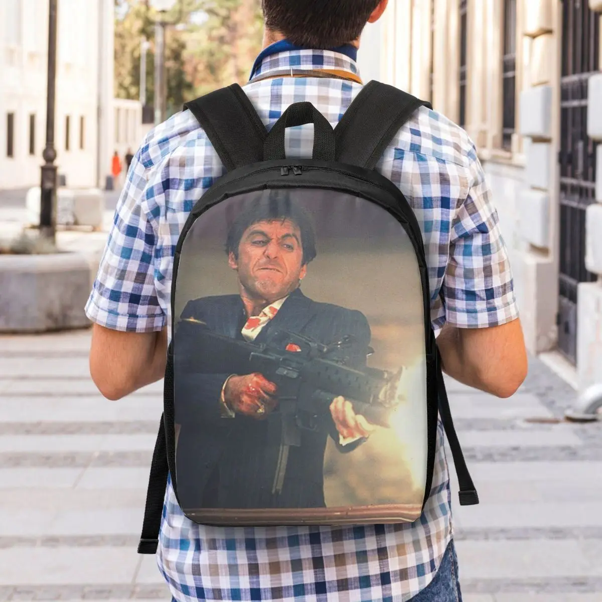 Mochilas Scarface Tony Montana Shooting para mujer, mochila para niños y niñas, mochilas escolares para estudiantes, mochila para ordenador portátil portátil, bolso de hombro
