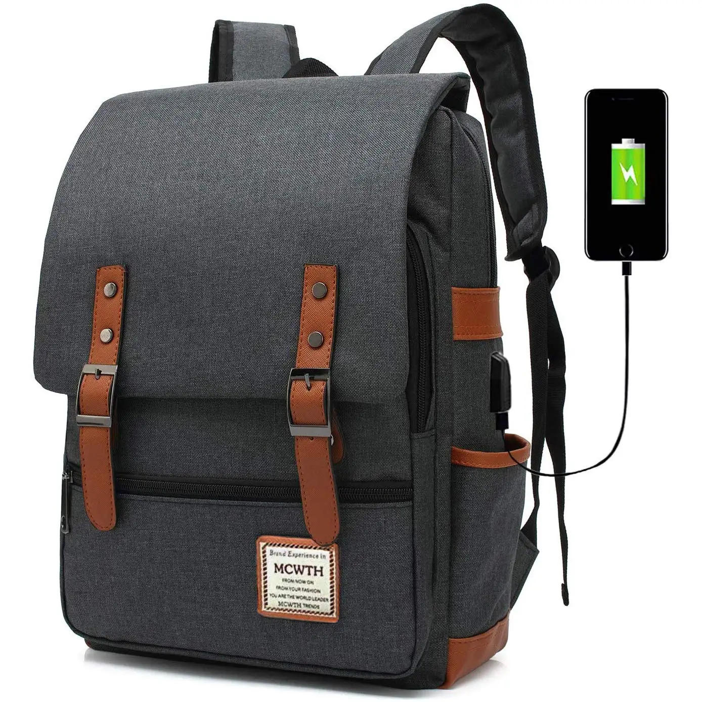 

Travel Laptop Backpack 15.6 Inch Slim School Computer Bag with USB Charging Port for College Students Bookbag