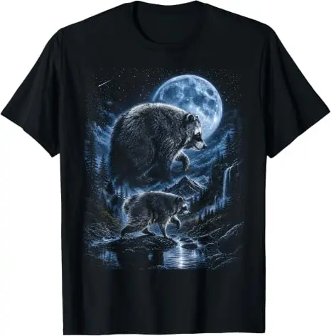 Jimothy Raccoon Moonlit Lustiges Jimothy Outfit aus Seattle Trendiges T-Shirt Y2k Retro Raccoon Howling At The Moon Graphic Outfit – Detail 7