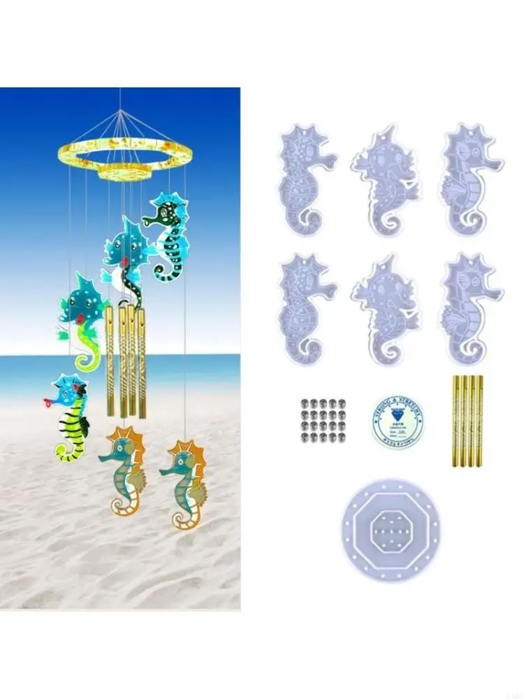 Diy Hippocampus Wind Crystal Epoxy Mold Keychain Pendant Wall Hanging Curtain Wind Mirror Silicone Mold