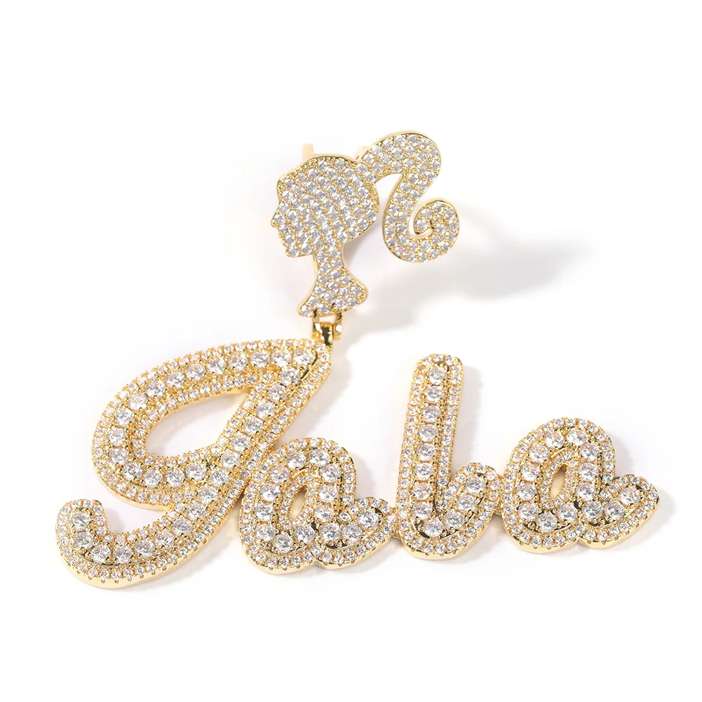 Uwin Custom Letters With Icy Girl Clasp Necklace For Women Brush Cursive Name Fashion Personalized Pendant JewelryChristmas Gift
