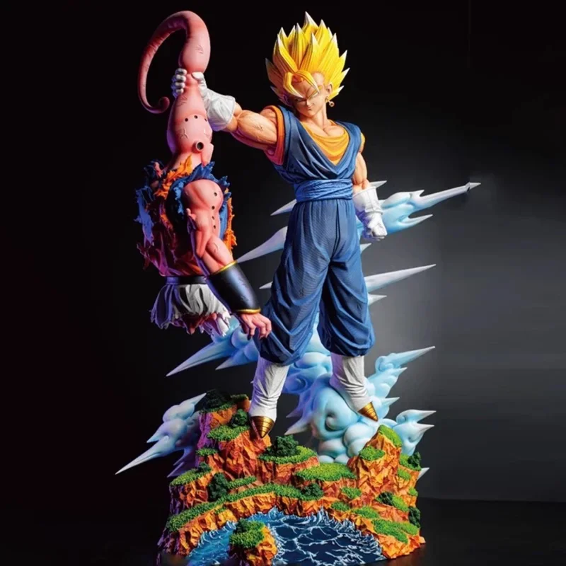 32cm Nowa Figurka Akcji Dragon Ball Son Goku kontra Majin Buu Duży Rozmiar Podwójna Głowa Dekoracyjne Kolekcje Model Gk Zabawka Prezent