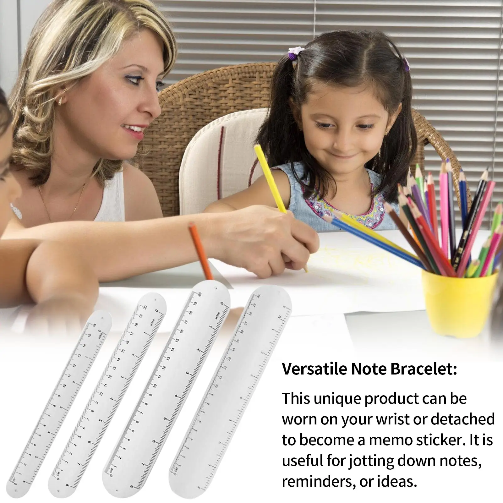 Image 3: Bracelet en silicone réutilisable pour notes, étanche, avec liste de choses à faire, règle et fonction effaçable, idéal pour les réunions et l'école