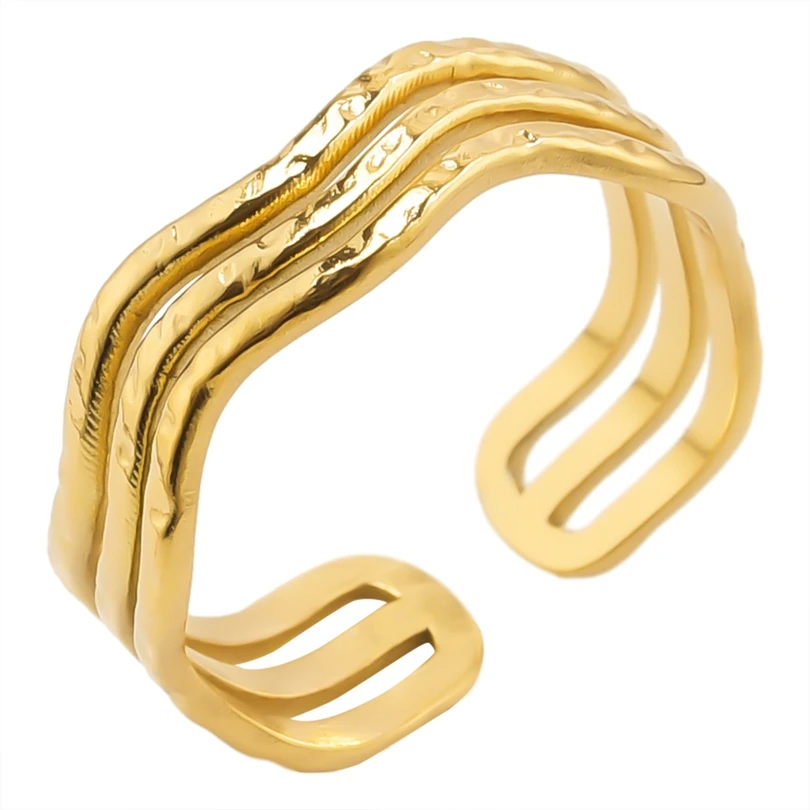 Wholesale 6pcs/lot Adjustable Stainless Steel Rings Starfish Devil\'s Eye Cross Leaves Cat Star Multilayer Rings No Fade Jewelry