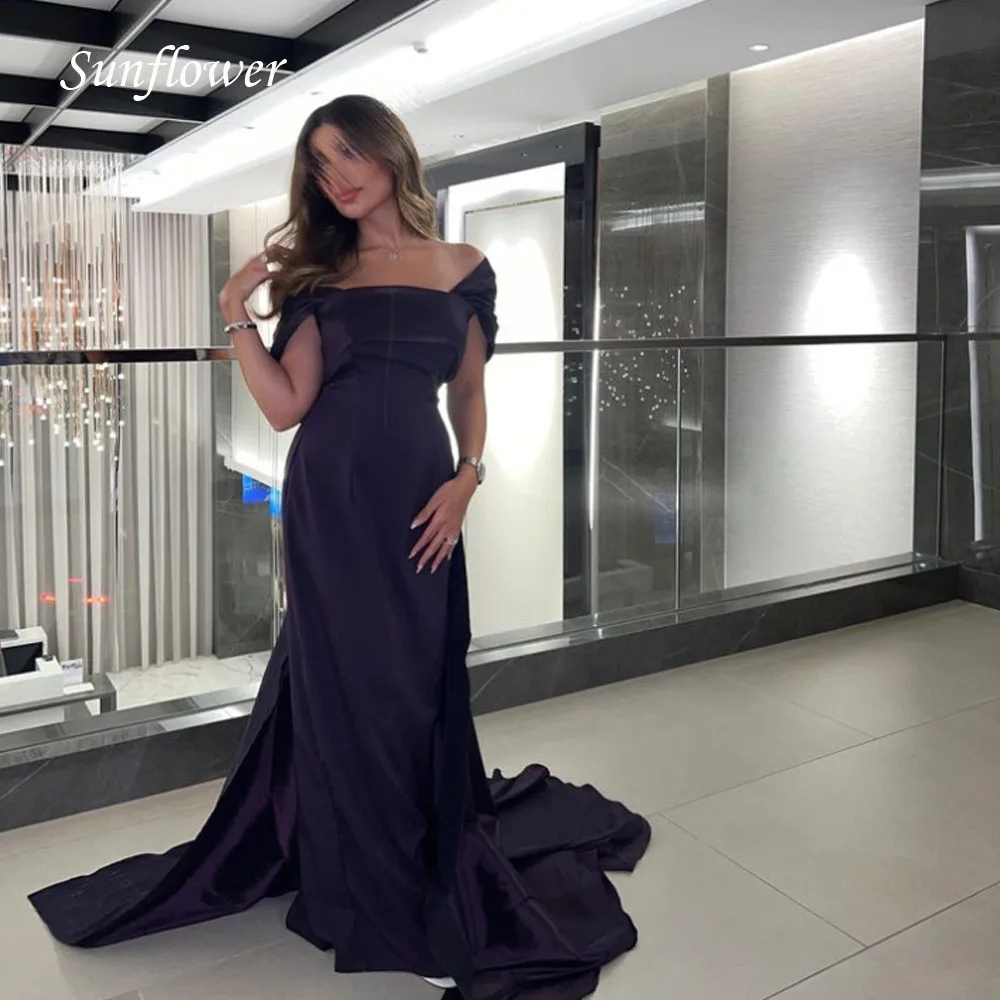 

Sunflower Off the Shoulder Prom Gowns Mermaid Formal Evening Dress Slim Satin Party Dress 2023 Floor-Length High-end Custom