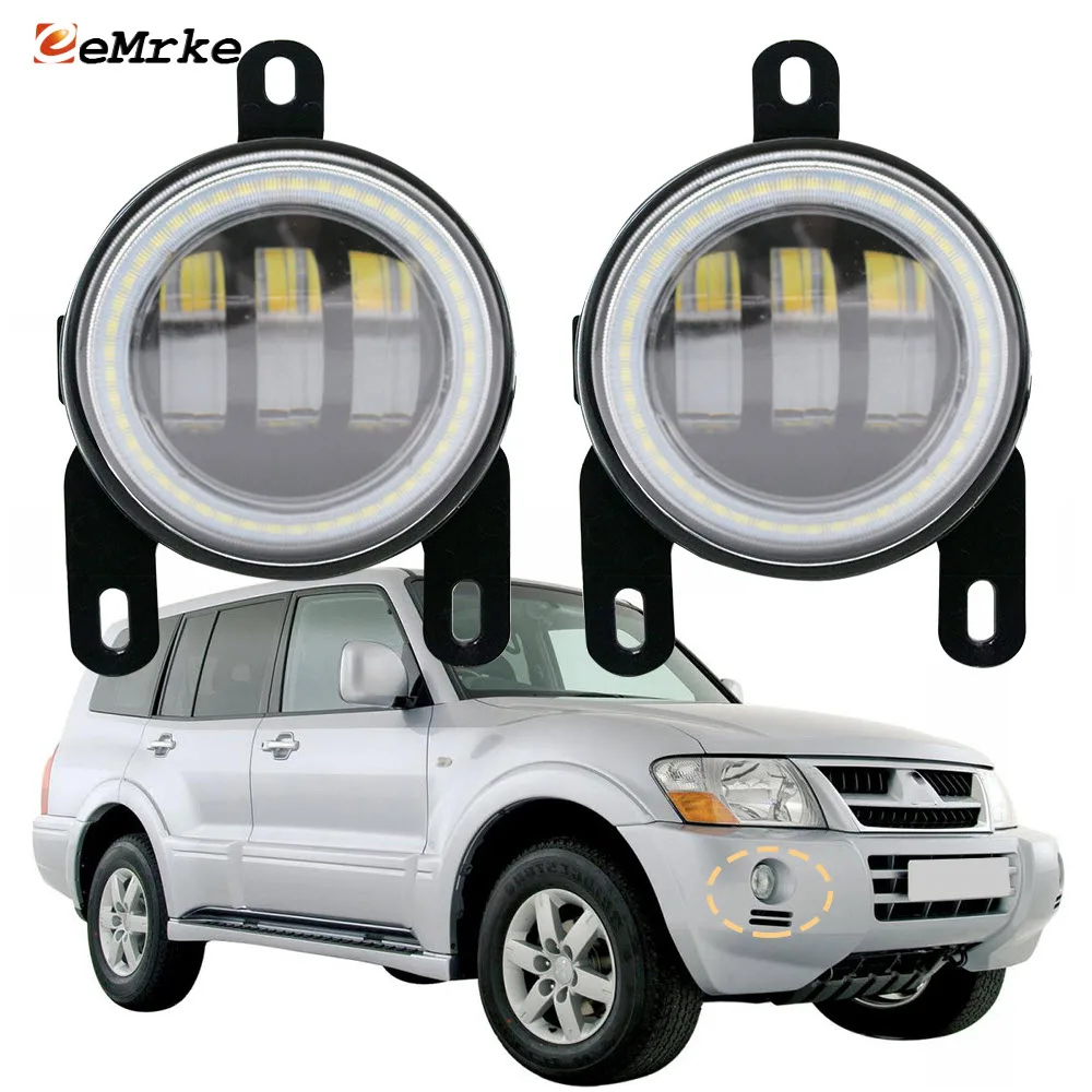 Luz de nevoeiro LED PTF Angel Eyes, DRL abertura do farol do carro, atualização para Mitsubishi Pajero, Montero, Shogun MK3, V73, V79, V77, 2003-2006