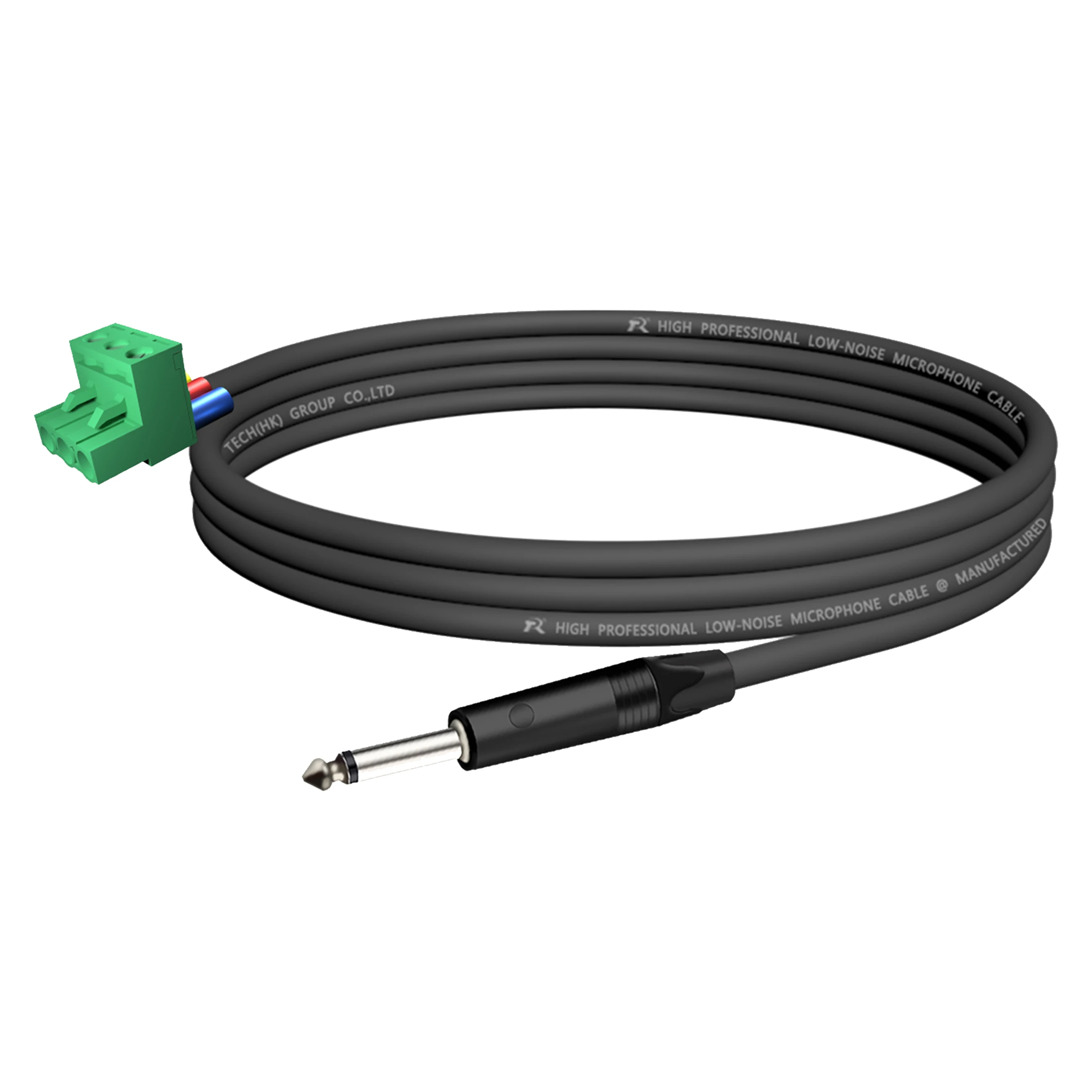 6,35mm TS Mono auf 3-polige Phoenix Schraubklemme Audiokabel, mit Schwarzem Endgehäuse, Gl/Nl Beschichtet, für Audiosignalprozessoren – Detail 12