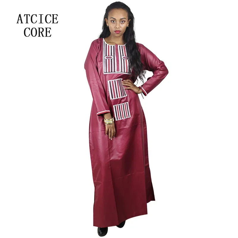 Robe Africaine Longue en Bazin Riche pour Femme, Tenue Brodée par Ordinateur, Grande Taille