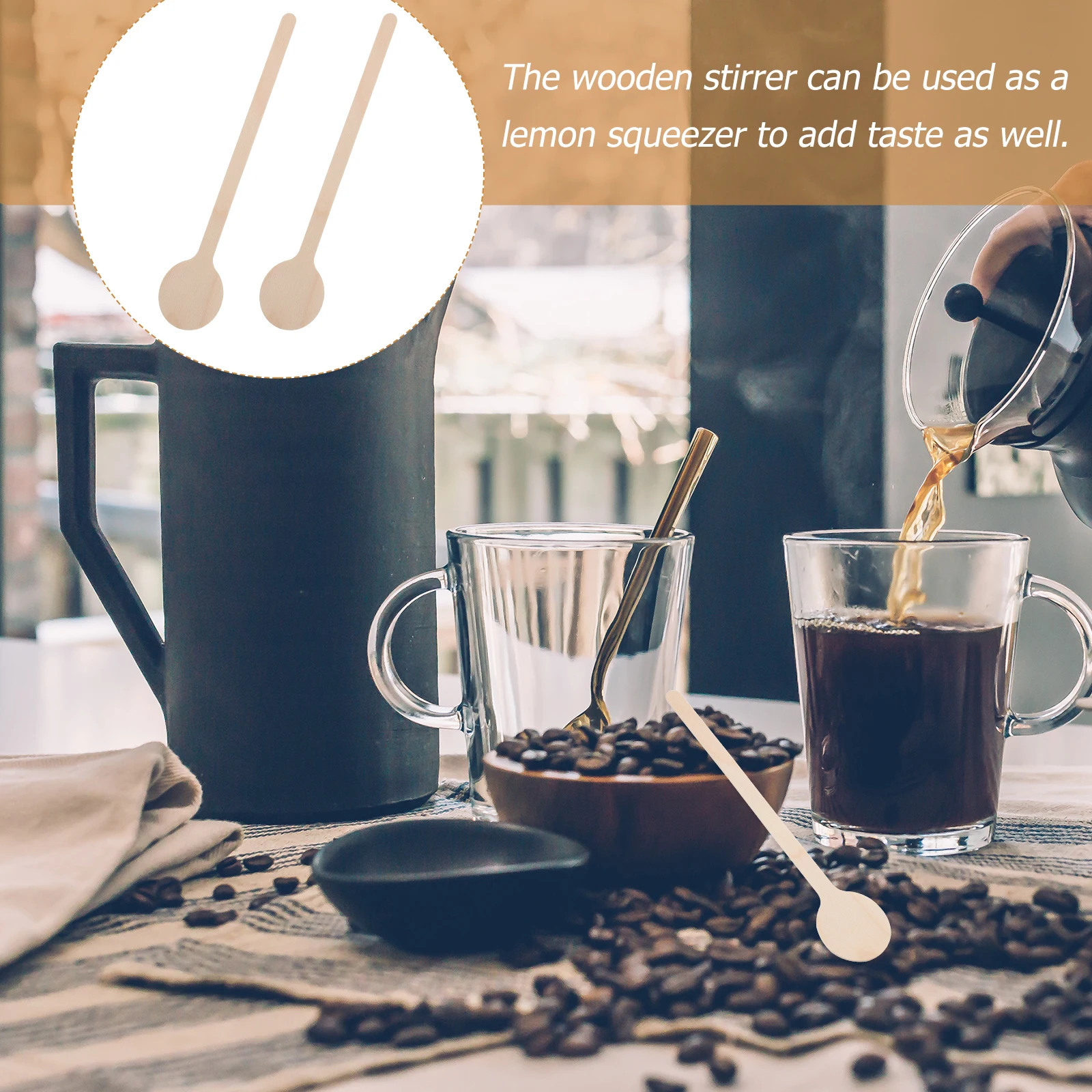 

50 Pcs Wooden Coffee Stirring Sticks Blender Cocktail Mixing Rods Juice Drink Blender Practical Household Bar Use