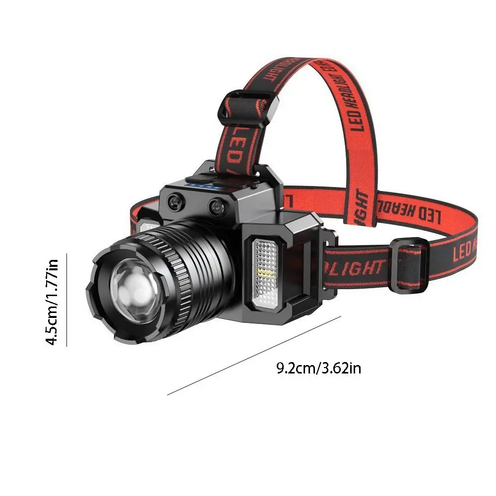 Faro LED con sensore di movimento portatile Potente luminoso 5 modalità Lampada frontale impermeabile Lampada frontale ricaricabile USB regolabile da campeggio