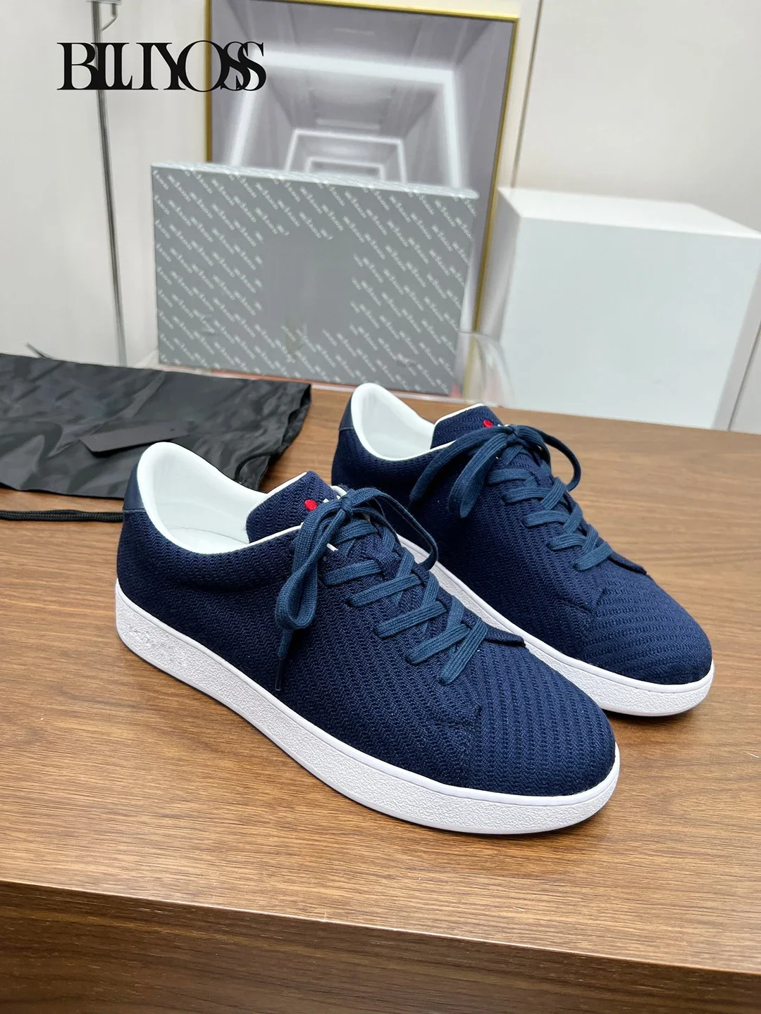 BLLIYOSS Men Knitted Fabric Sports Shoes 2024 New Fashion Comfort High Quality Outdoors European Big size 39-46 Old Money Casual