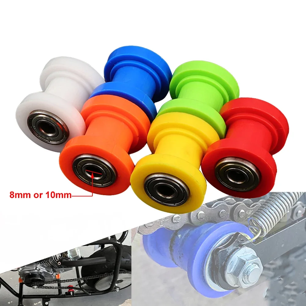 Polia tensora de rolo para corrente de transmissão de motocicleta, 8mm/10mm, guia de roda para ssr xr125 crf50 klx110 pit dirt bike mini bicicleta atv peças