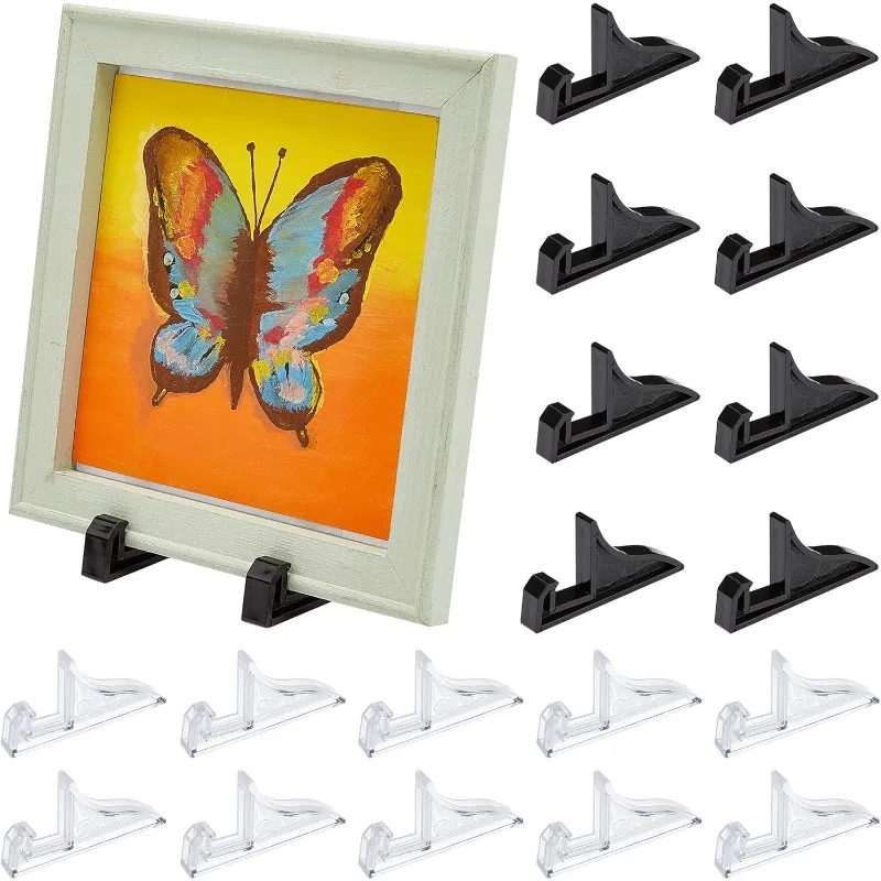 

20 шт. подставки для мольберта, пластиковые подставки для фоторамок, черная прозрачная подставка для тарелок, держатель для фотографий, мольберт для книжной таблички, табличка