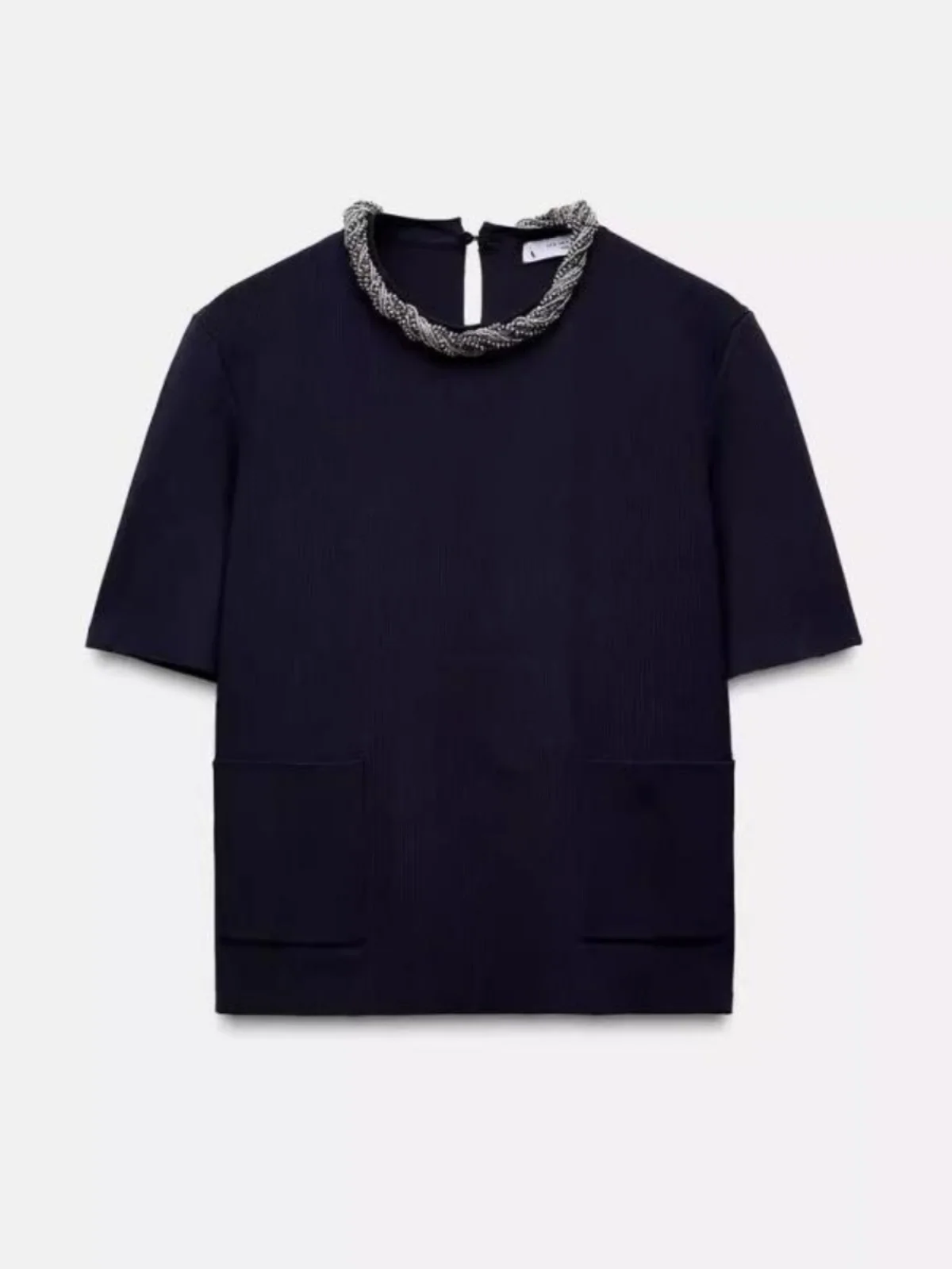 

Spring Autumn 2025 Women's Knitted ort Sve round Ne Bla Top New Arrival Korean Sle Loose Fit Polyester Fiber