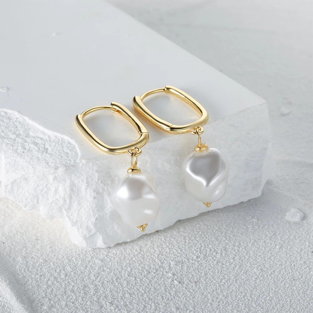 CANNER 925 Sterling Silver Baroque Pearl Unusual Drop Earrings for Women Chic Charming Goth Dangle Earring Fine Jewelry