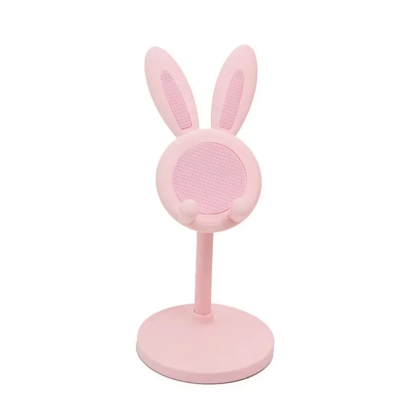 Pink Phone Holder Desktop Cell Phone Stand For iPhone 13 14 Samsung Smartphone Adjustable Lovely Rabbit Cartoon Table