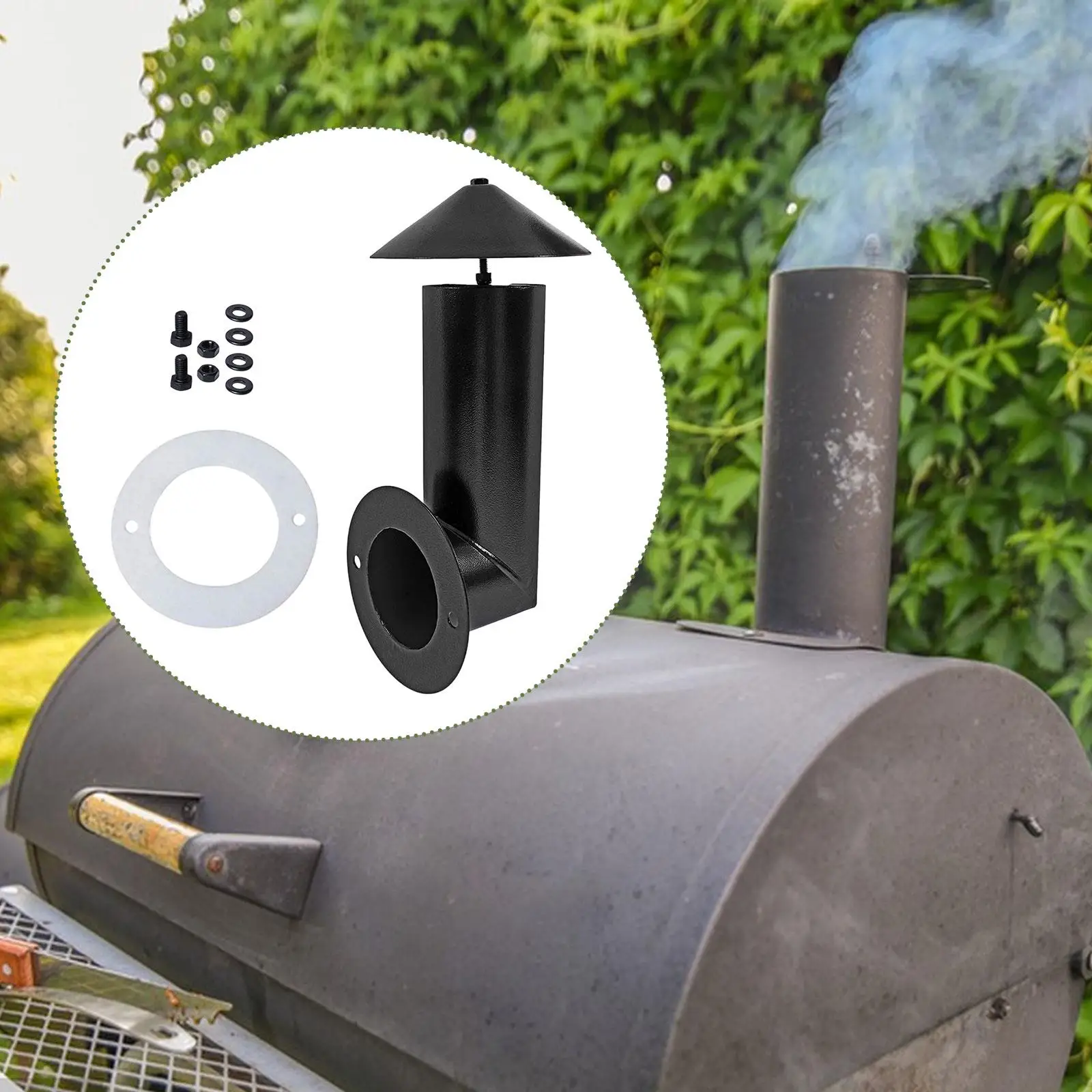 Grill Smoke Stack Chimney Black High Reliability Repair Parts Sturdy