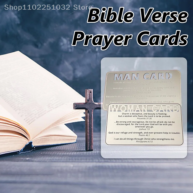 Christian Jesus Cross Holy Bible Verse Prayer Cards For Women Men Metal Card Creative Gift