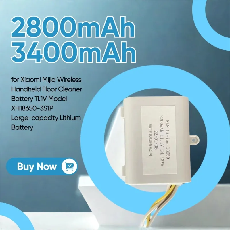 

2800mAh/3400mAh for Xiaomi Mijia Wireless Handheld Floor Cleaner Battery 11.1V Model XH18650-3S1P Large-capacity Lithium Battery