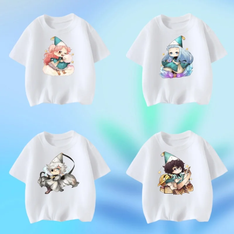 

Cotton T-Shirt for Witch Hat Atelier Coco Qifrey Tetia Agott Richeh Anime Printing Summer Children's Clothing Soft Daily Tees