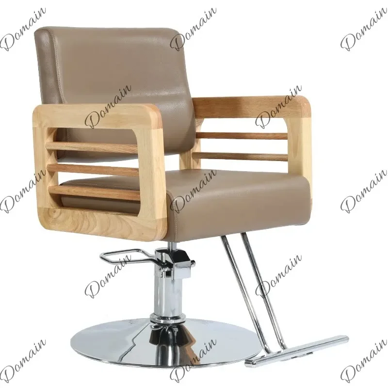 J81 Professional Barber Chair Hydraulic Lift Swivel Salon Stylist Chair Wooden Armrest Beauty Spa Furniture