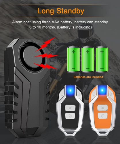 Imagen 2 del producto Alarma de vibración inalámbrica para motocicleta y bicicleta, sistema de alarma antirrobo con Control remoto, resistente al agua IP55