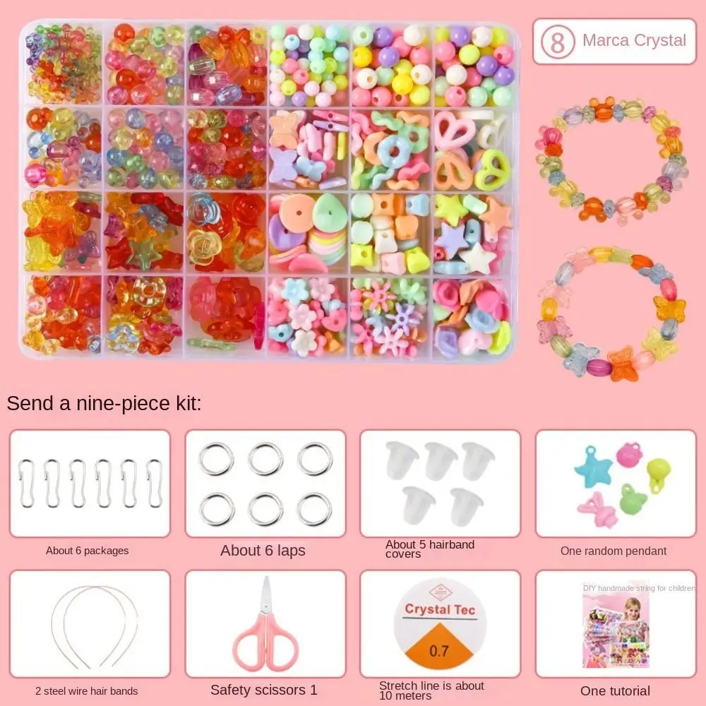 Arts Crafts DIY Handmade Beaded Kit Toy DIY Toy Jewelry Set Beads Toys for Children Girl Kawaii Creative