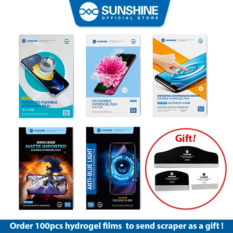 Sunshine Flexível Hidrogel Film 100 Pcs Ss057 Series para Ss890c Auto Film Cutting Machine Tela do Telefone Móvel Front Film Cut