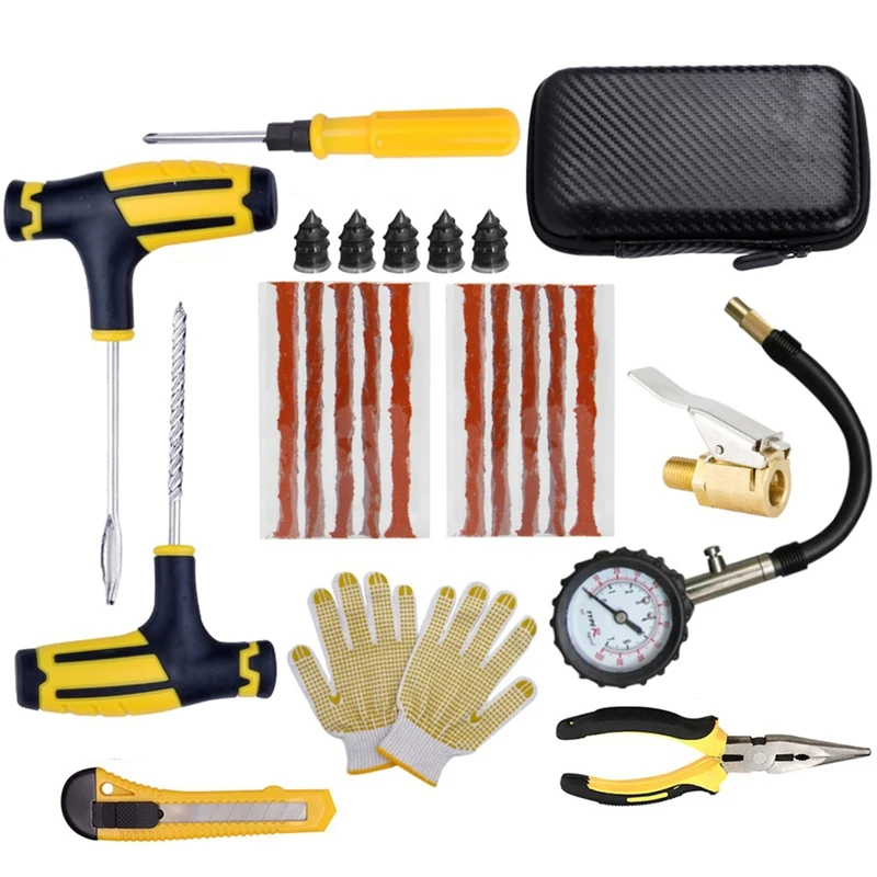 Car Tire Repair Kit Tyre Puncture Emergency For Tire Strips Stirring Glue Repair Tool Kit Car Accessories