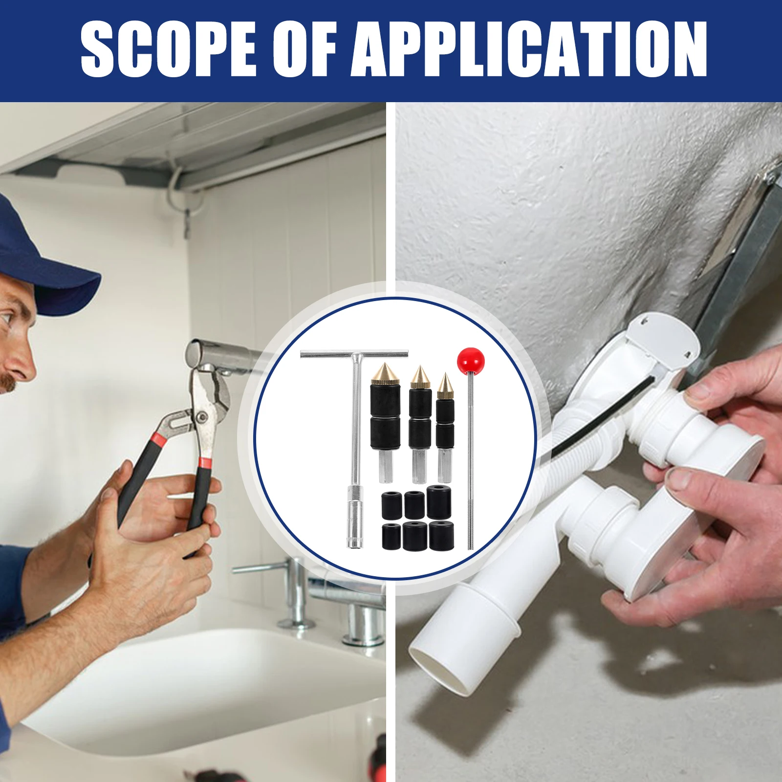 

Plumbing Tools 3 Piece Suit Water Pipe Stop Wrench Pin Hot Melt Needles Leak Repair Durable Multi Functional Hand Tools