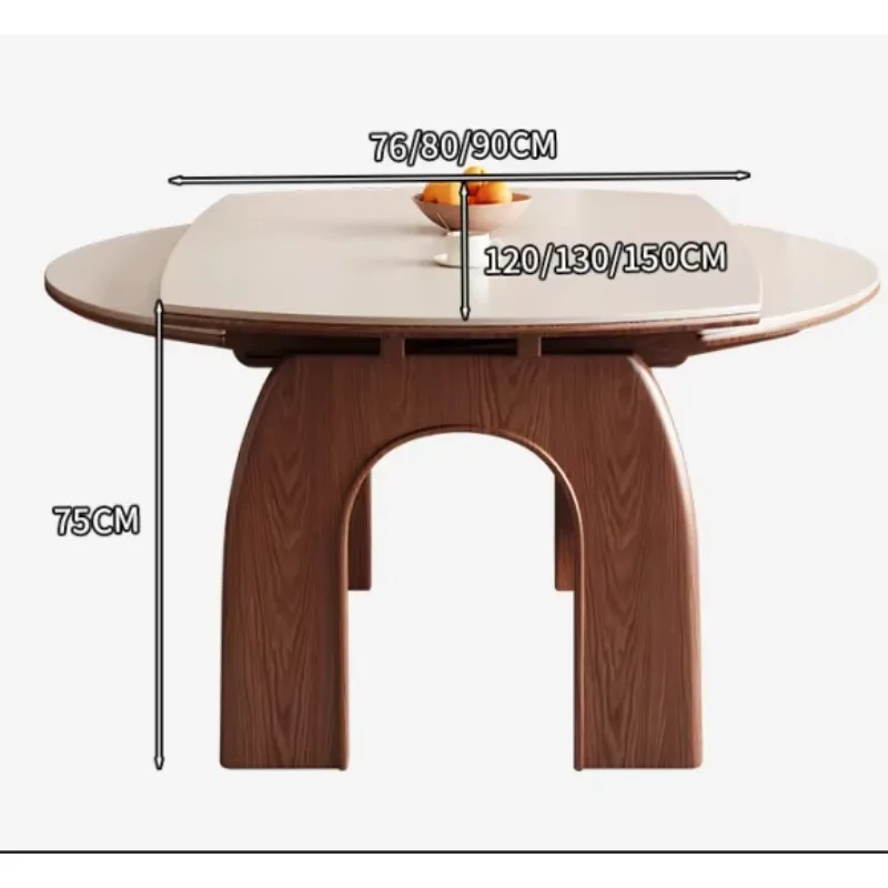 طاولة طعام مستديرة من الخشب الطبيعي، أثاث منزلي حديث قابل للتمديد من الخشب الصلب لاستخدام مطعم شقة الفيلا #6