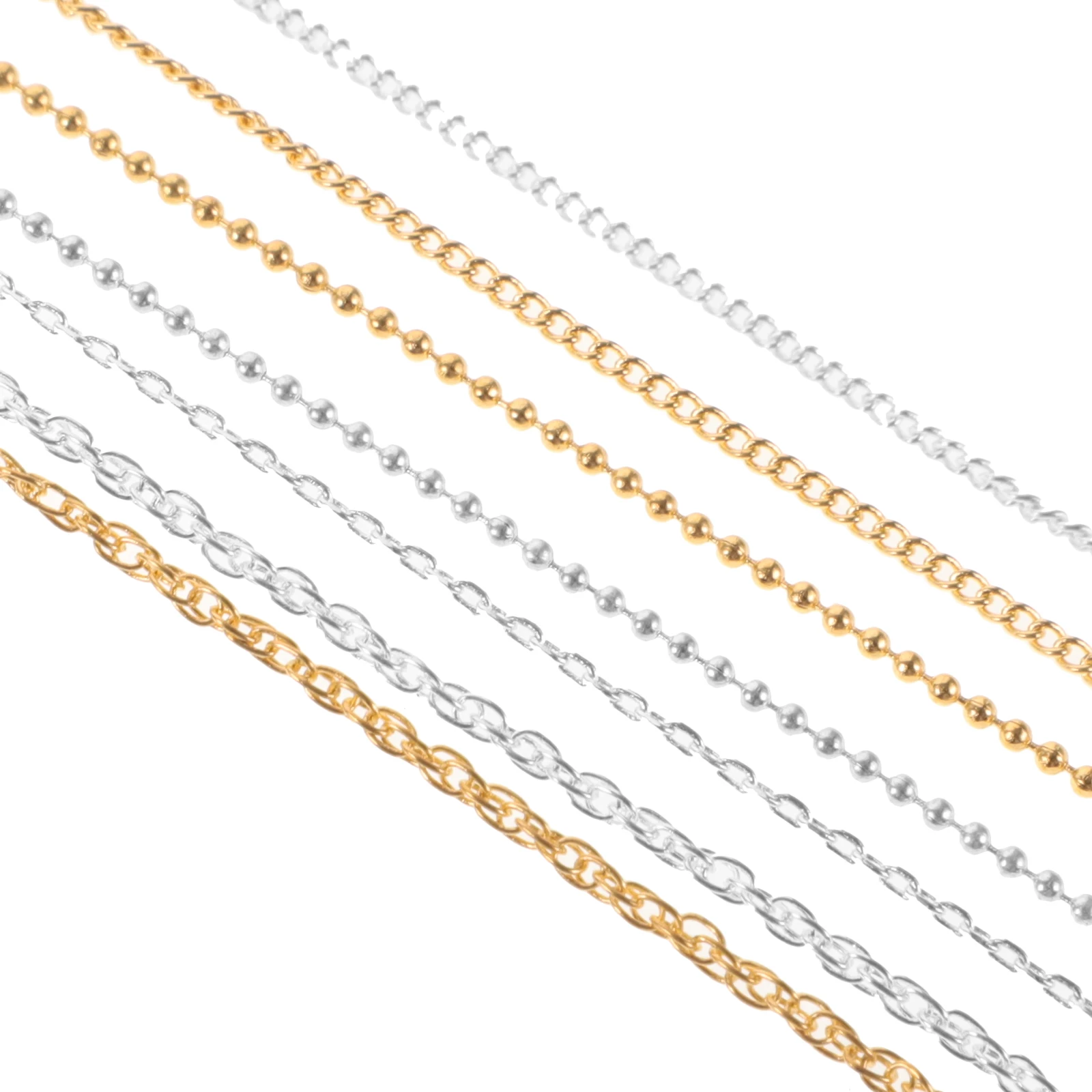 

7Pcs Nail Chain Charms for Nail Art Metal Chain Strips DIY Fingernail Jewelry Decor Stylish Manicure Accessories Silver Finish