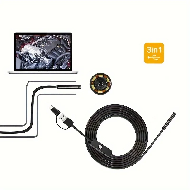 New 8mm Endoscope Camera 1080P HD USB Endoscope With 8 LED 1/2/5M Flexible Cable Waterproof Inspection Borescope for Android PC
