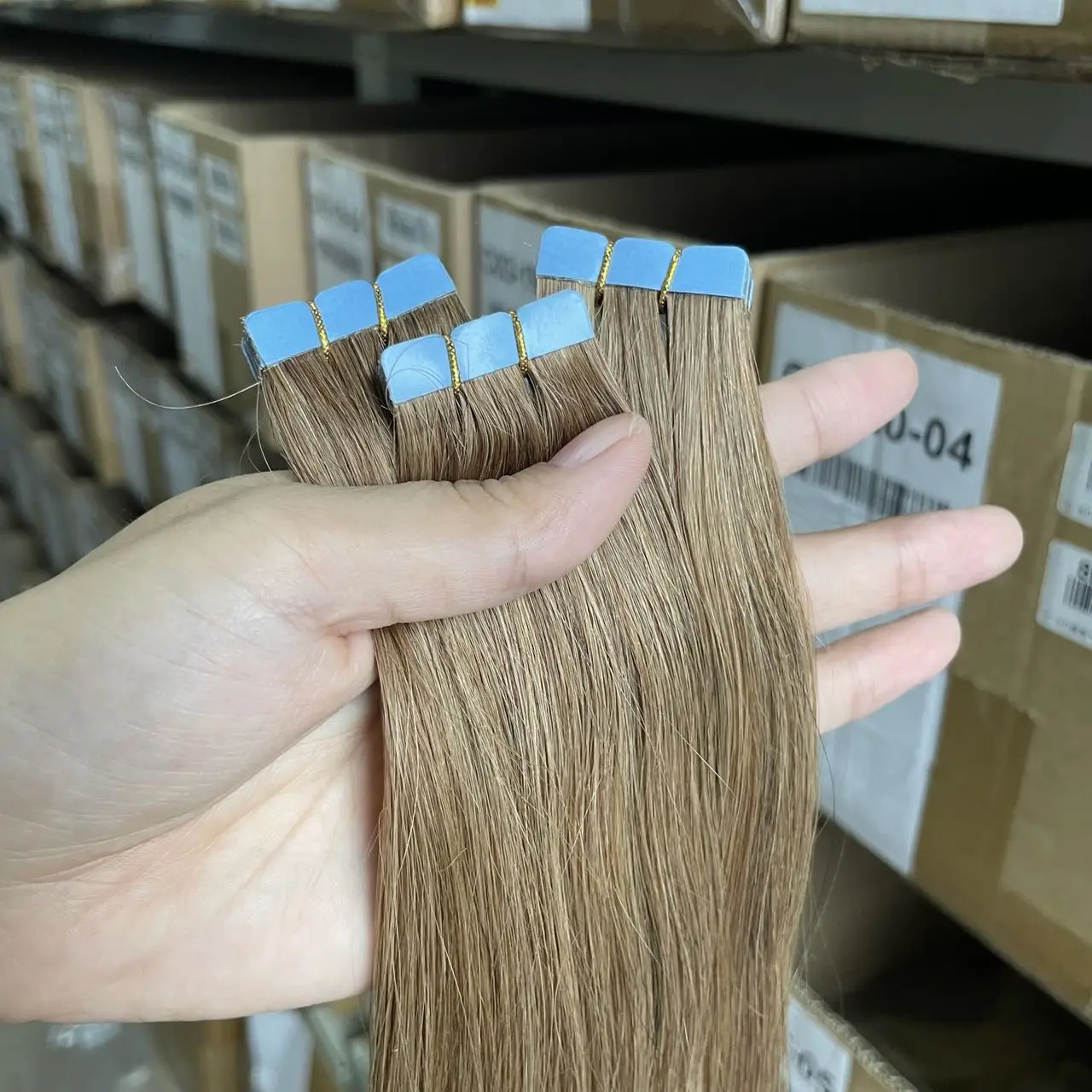 الشريط في شعر مستعار بشري 12 "16" 20 "24" شريط صغير الشعر التمديد مستقيم 10 قطعة آلة ريمي شريط لاصق غير مرئي الشعر