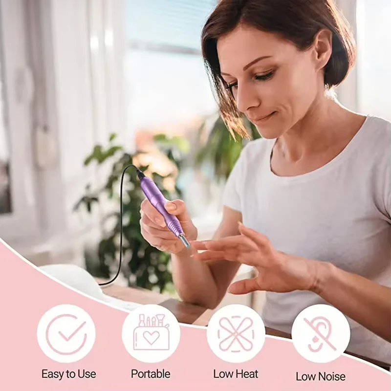 Electric professional nail file kit, manicure, pedicure, polishing, shaping tools, portable electric nail sharpener