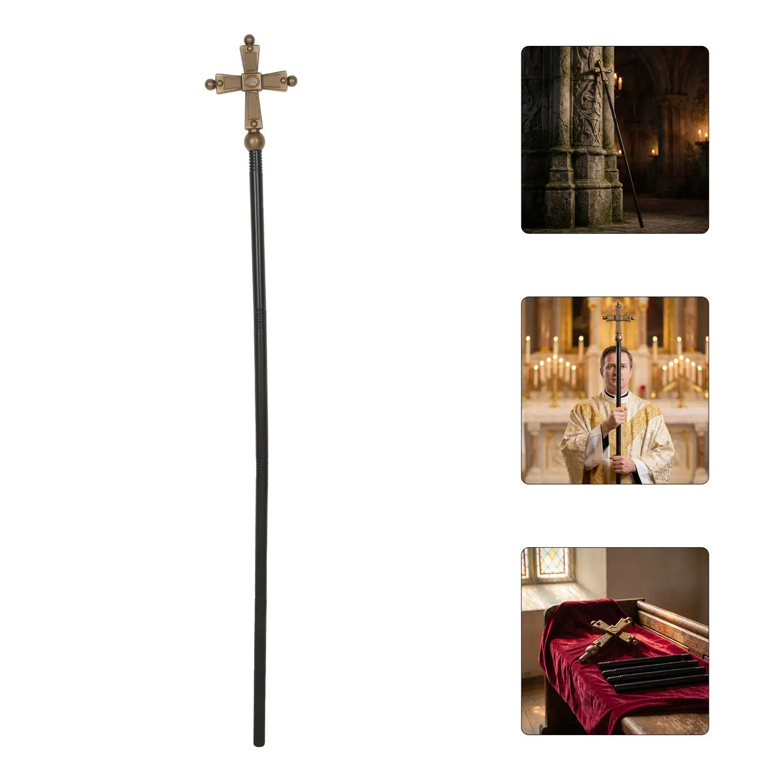 

Cross Scepter Prop Plastic Cross Head Staff Detachable Wand For Halloween Cosplay Party Costume Accessories