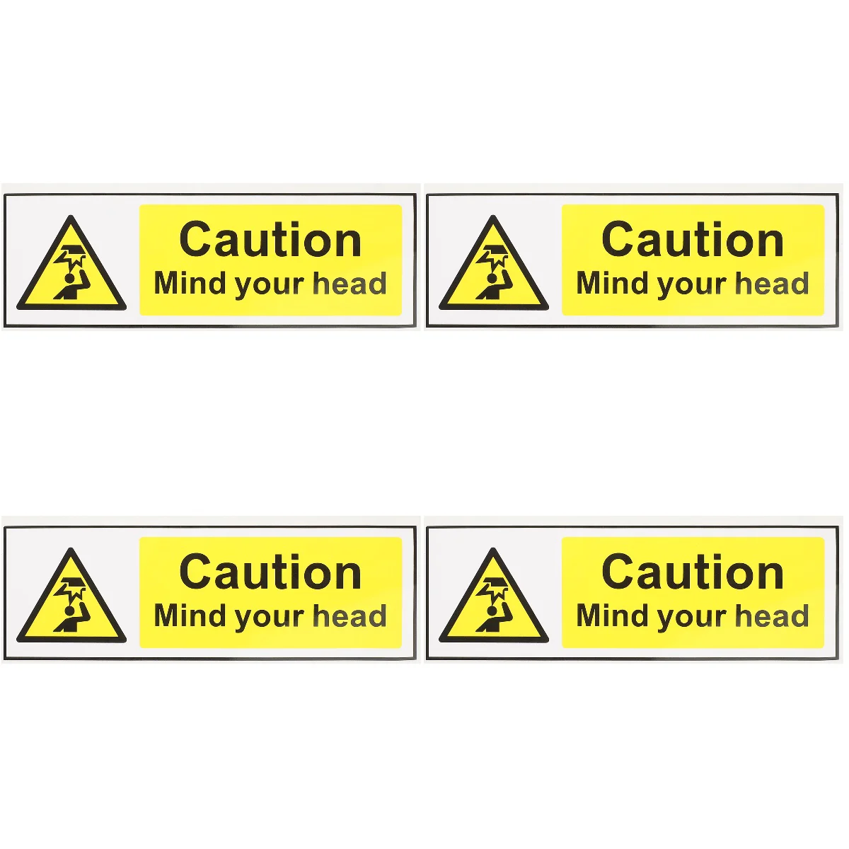 Set of 4 Water Proof Be Careful Head Stickers Labels Self Adhesive Warning Sign Pvc Mind Your Safety Low Clearance