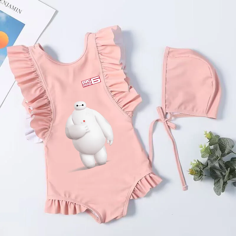 Baymax-Maillot de bain une pièce pour enfants, robes de plage, vêtements pour enfants, bikini, été