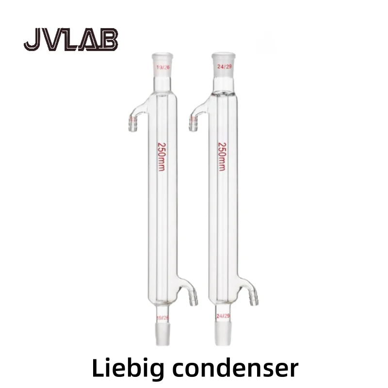Liebig Condenser Standard Reflux Glass Condenser Chemical Lab Equipment Silicone Rubber Tube Glassware 100-500mm 14-29# JVLAB