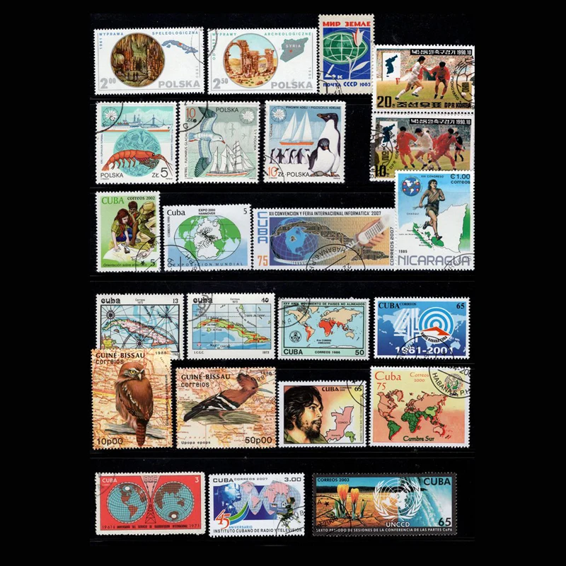 50 PCS / Lot , Topic Map World Wide Unussed Postage Stamps With Post Mark In Good Condition For collectin