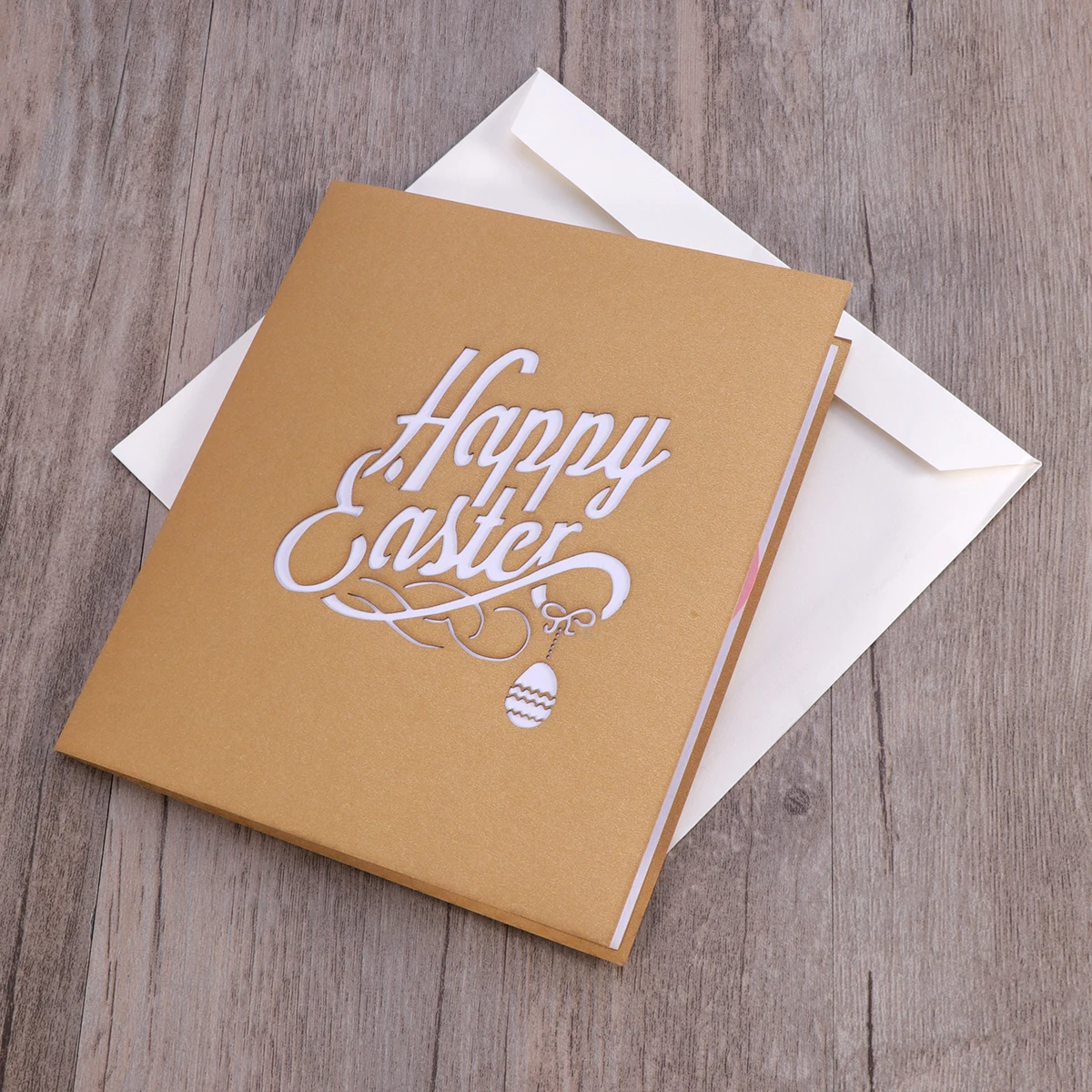 

3D EASTER Bunny and Eggs Flowers Cutouts Up Easter Cards Handmade Greeting Cards Holiday Gift for Easter (Beige)