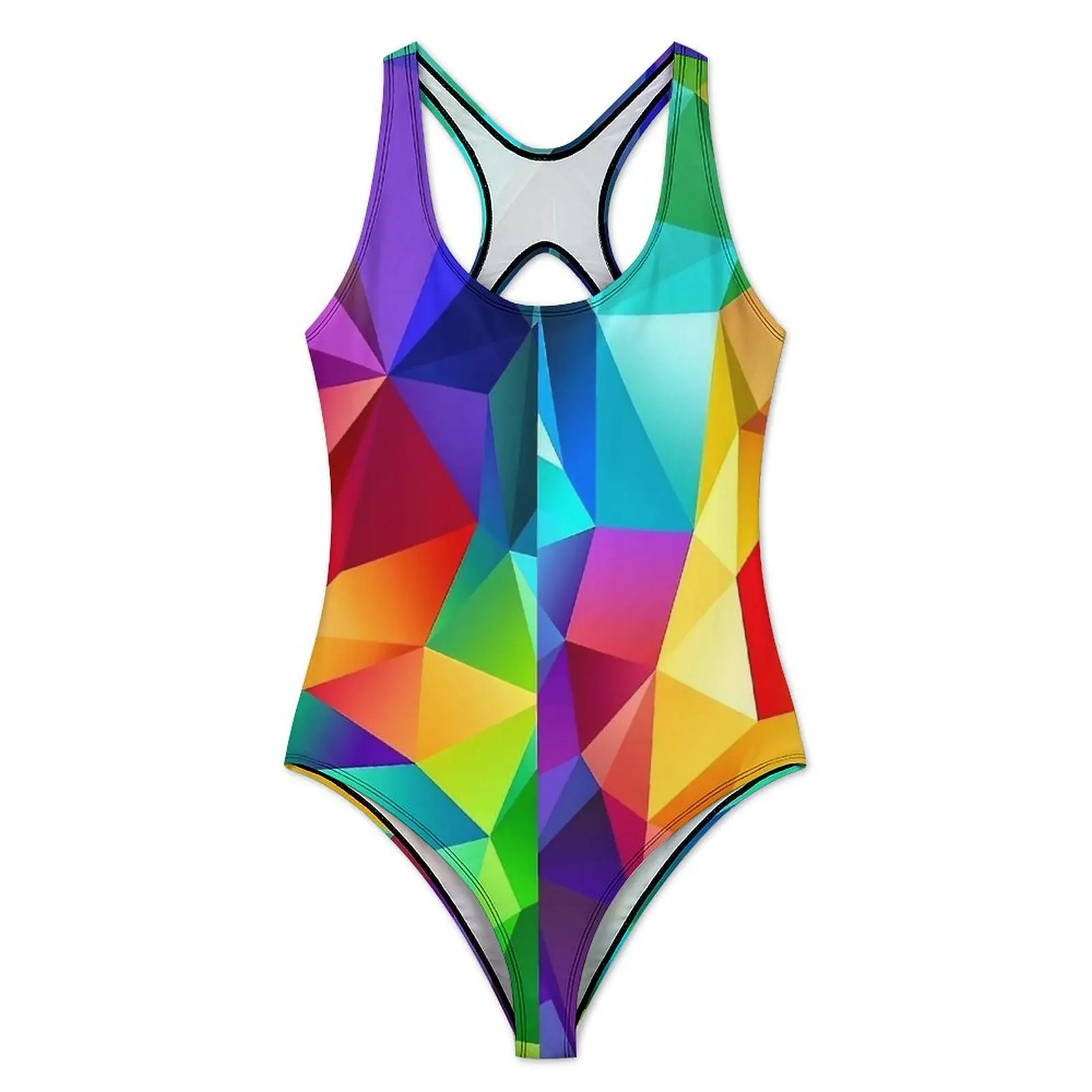 Contrast Color Swimsuit Colorful Geometry Swimwear One Piece Holiday Graphic Swimsuits Bathing Suit Women Push Up Sexy Beachwear