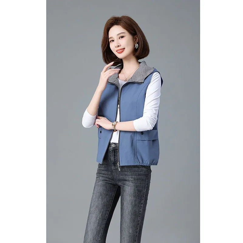 2023 frühling Herbst Zipper frauen Mit Kapuze Mantel Neue Mode Weibliche Lose Jacke Beiläufige Kurze Damen Bluse Over