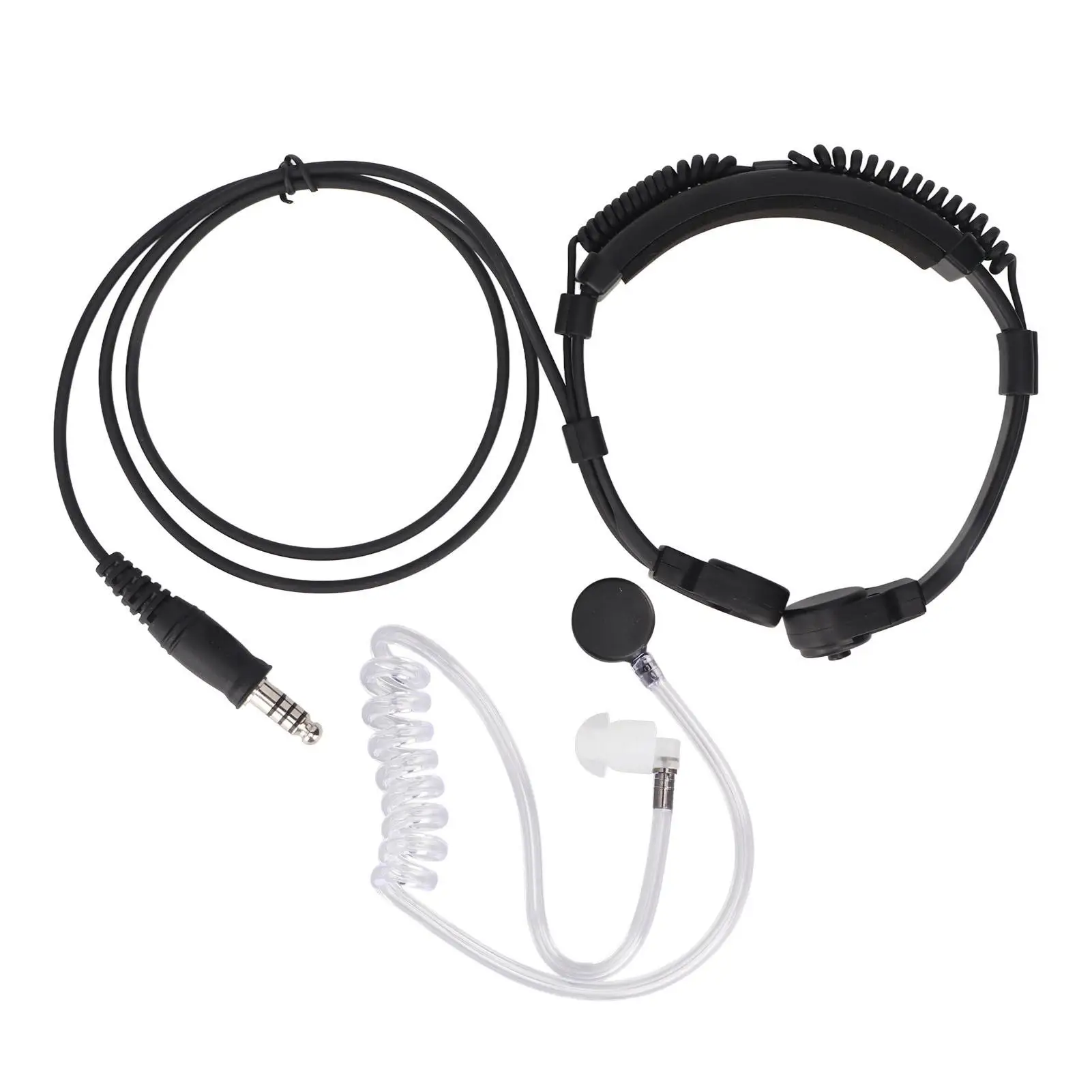 Garganta retrátil Mic Headset com Air Acoustic Tube, fone de ouvido para Baofeng, Kenwood, Yaesu, Motorola