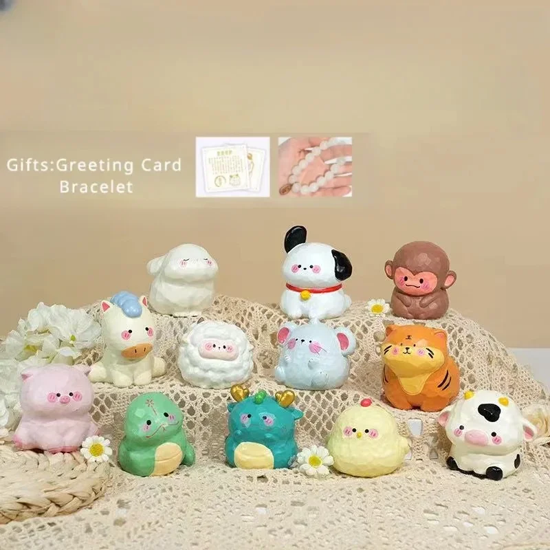 Seria zwierząt zodiaku drewniane miniaturowe śliczne figurki tygrysów dekoracja wnętrz śliczne prezenty urodzinowe dla dzieci sprzedaż hurtowa 2024