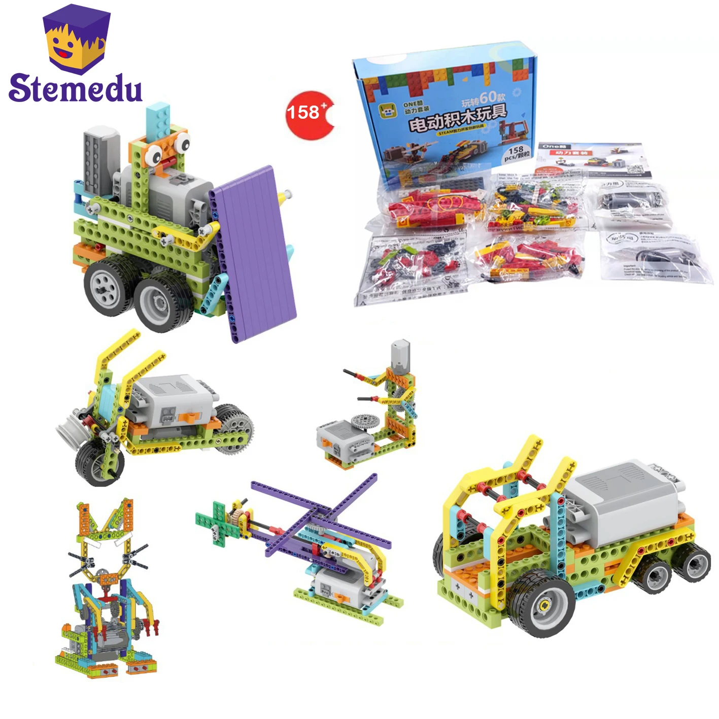 158pcs/lot STEAM Educational Building Blocks Robotics Course Learning Kit Compatible with WEDO1.0 9686 Power Mechanical Set