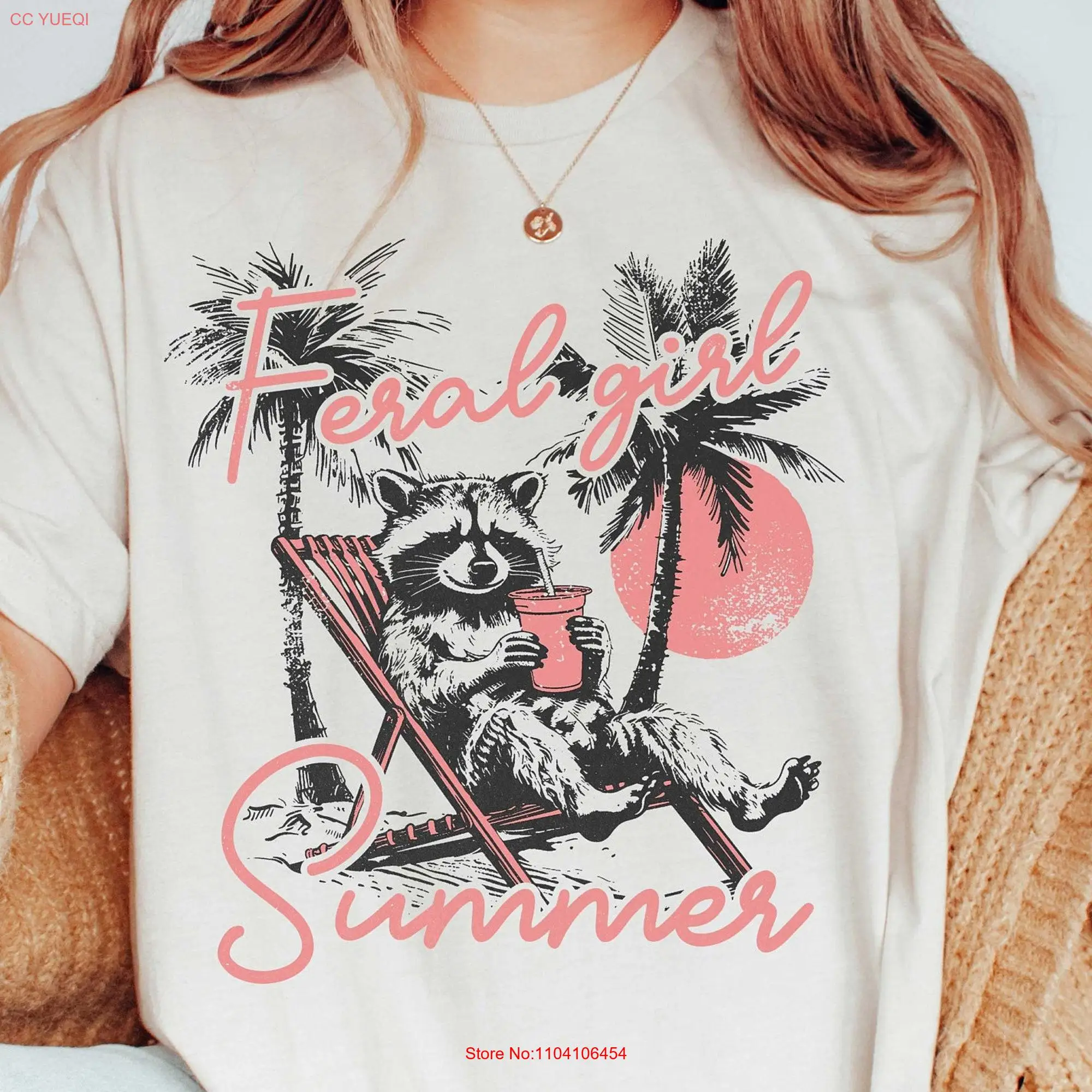 Feral Girl Summer Raccoon T Shirt Funny Meme Cowgirl Western Rodeo long or short sleeves