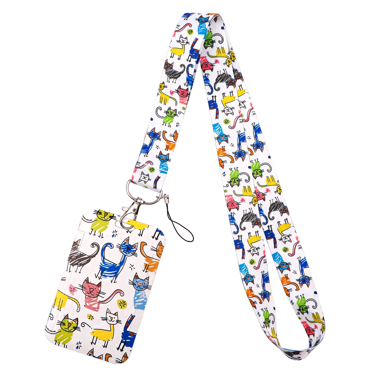 

Funny Colorful Cats Neck Strap Lanyard for Key Keychain Women Mobile Phone Charm USB Badge Hang Rope Lariat Accessories