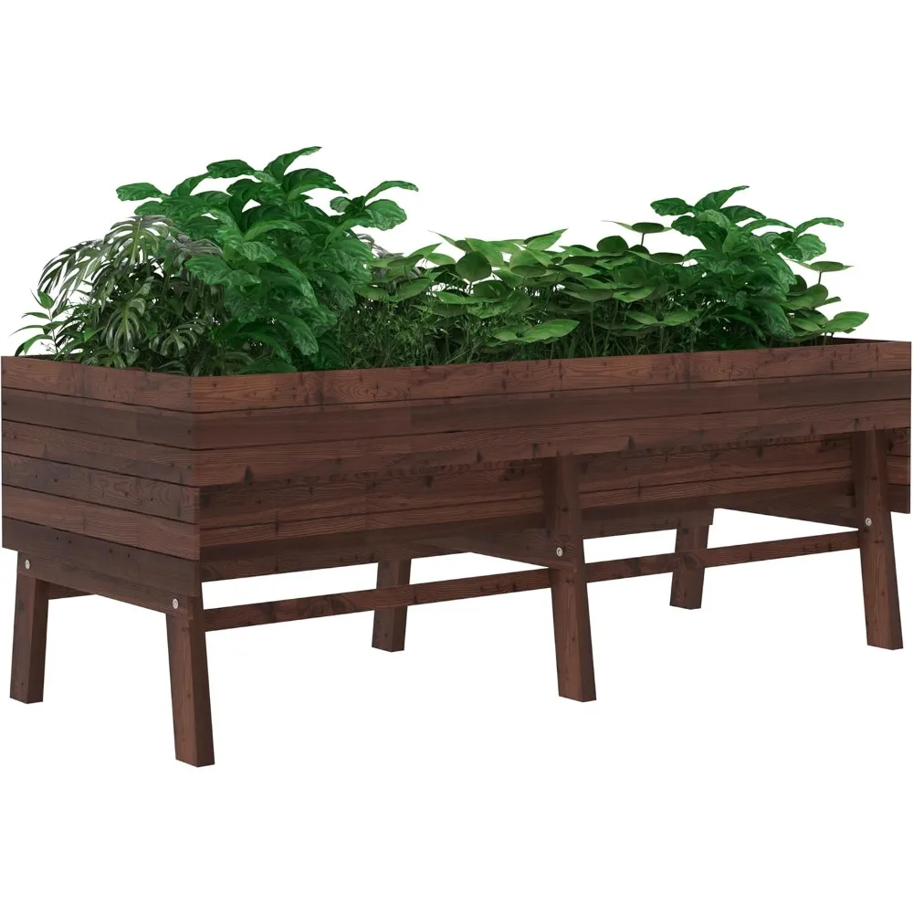 Raised Garden Bed,  with Liner, Cedar Garden Bed with Legs for Vegetables Flower Herb, Outdoor Oversize Planter Box